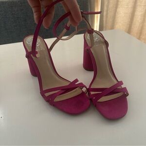 3” women’s VINCE CAMUTO Court Heel Sandal magenta pink size 8.5 pendry platform‎